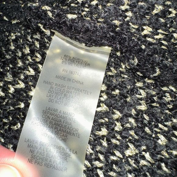 Sioni by Anthropologie Womens Black Grid Plaid Knit Cardigan Sweater NWT Large - Picture 9 of 9